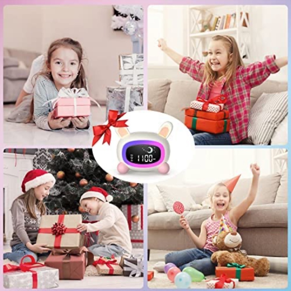 RABBIT/BUNNY KIDS ALARM CLOCK WITH NIGHT LIGHT, SOUND MACHINE - Picture 7 of 7